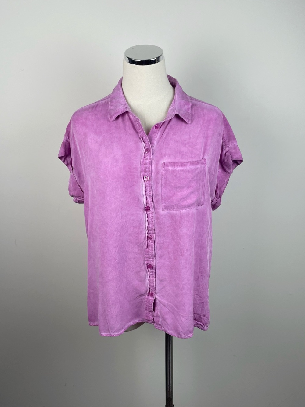 Velvet Heart Purple Collared Button Down Shirt Short Sleeve Casual Women Medium